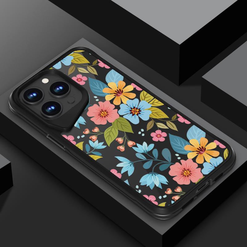 

Цветочная оболочка с красочными краями для Apple iPhone 15 14 Plus 13 Pro Max, противоударная, тонкая, прозрачная, с мягкими краями, гибридная акриловая задняя крышка iPhone 15 чёрный