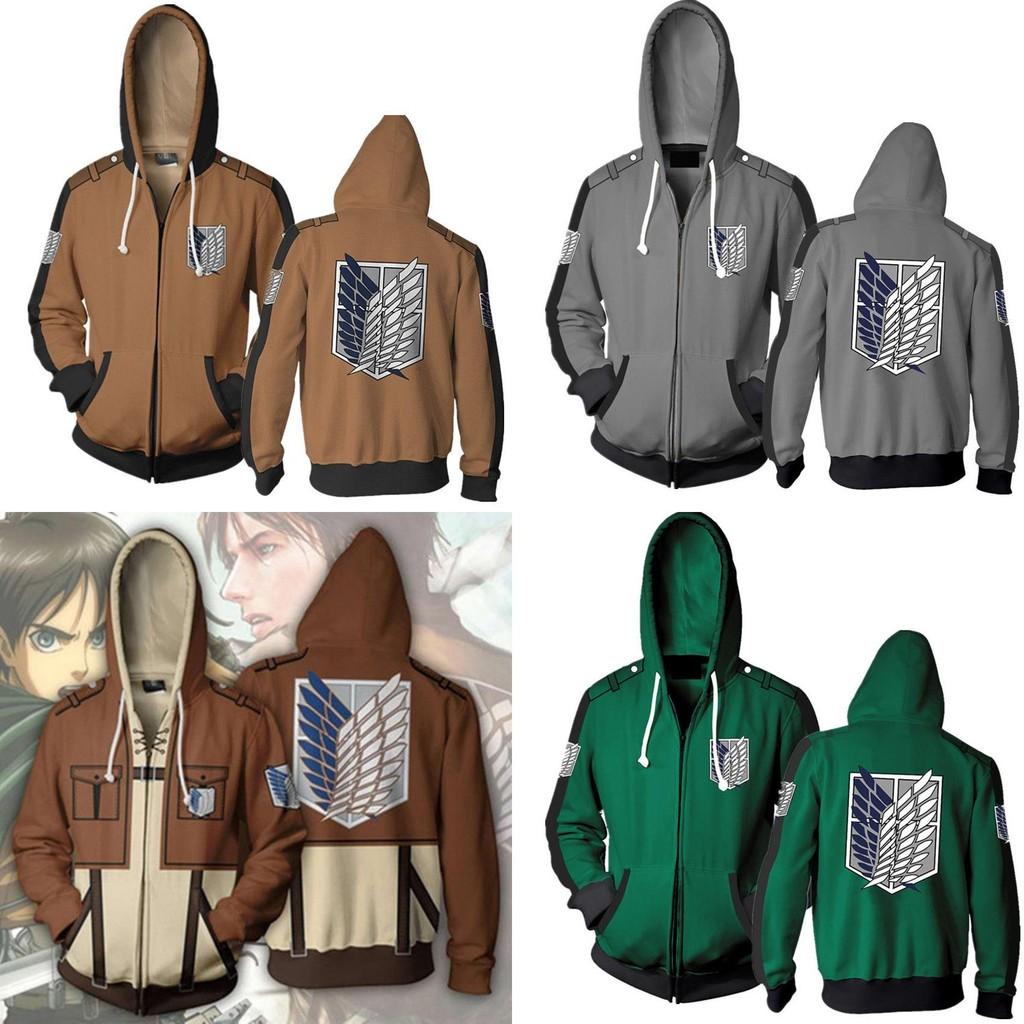 Felpa con cappuccio premium Attack On Titan Maglione con cappuccio Felpa con zip Cappotto Costume Cosplay Per i Fan
