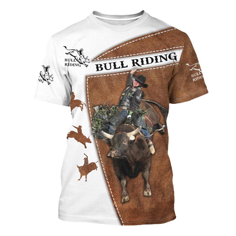 3D Full Print Bull Riding Graphic Men's T-Shirt For Men Summer Short Sleeve Fashion Casual O Neck T Shirt Streetwear Man Gifts