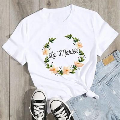 Team Bride Damen T-Shirts 2024 Junggesellinnenabschied Squad Die Braut Junggesellinnenparty Junggesellinnen Frankreich Mädchen Hochzeit Damen Oberteile T-Shirts
