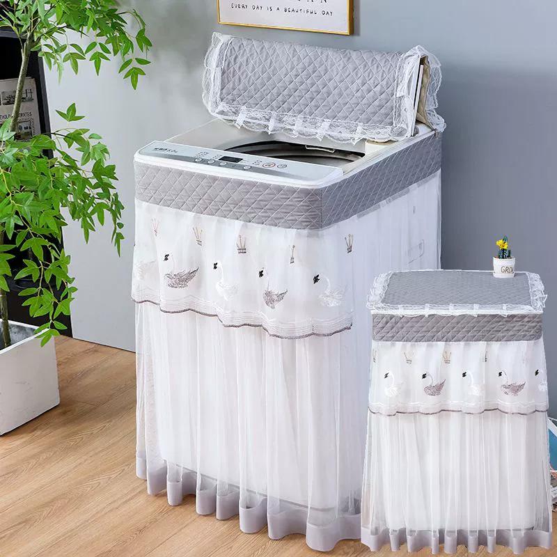 1PC Drum Washing Machine Washable Embroidery Universal Dustproof Cover Protective Sleeve Fibre Cover Fully Automatic Machine