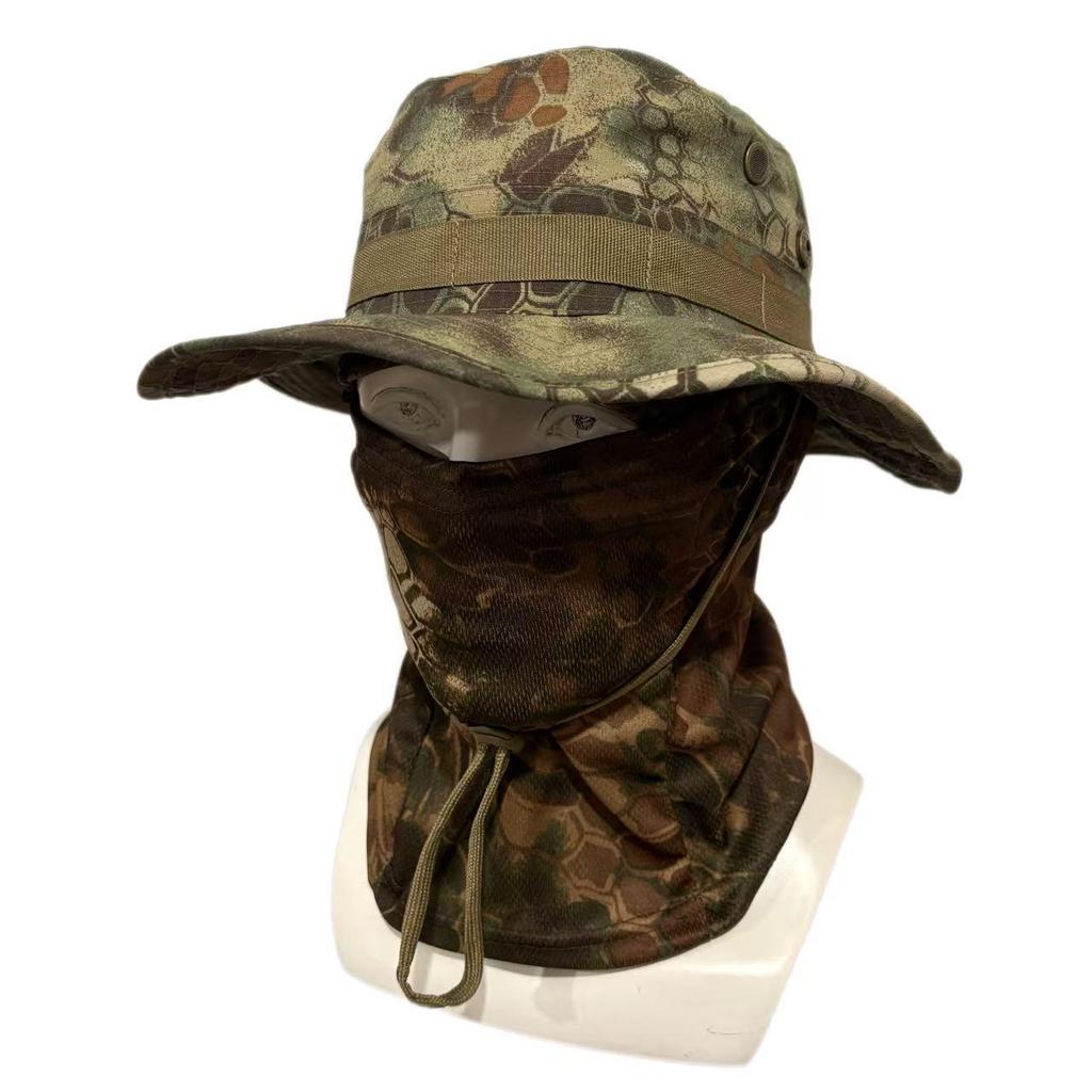 Outdoor Sonnenschutz Camouflage Hut & Sturmhauben Set: Winddicht, Sonnenschutz für Bergsteigen, Angeln & Radfahren