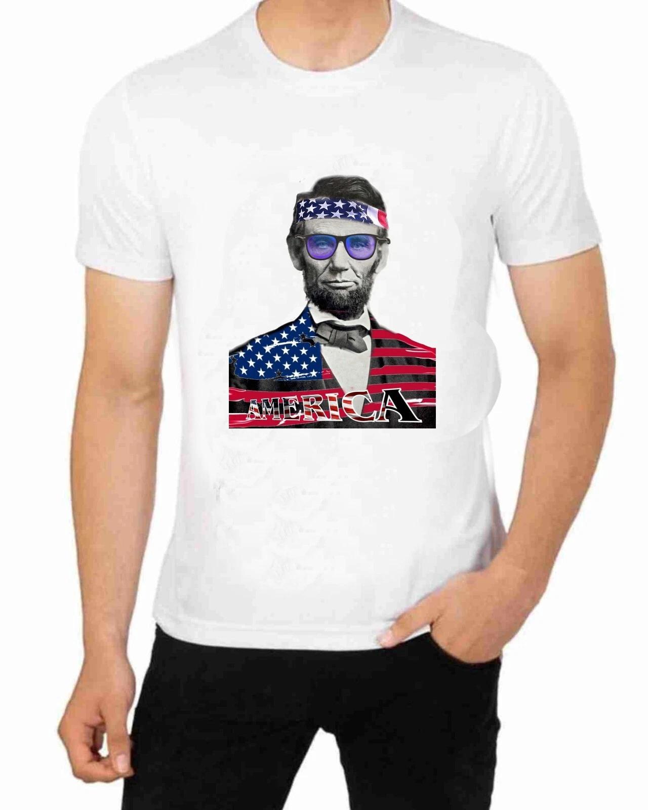 Abraham Lincoln Patriotic America Faith T-Shirt for Men Apparel M