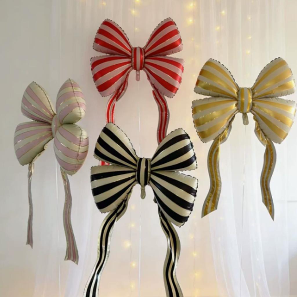 1pc Extra-large 60-inch Striped Bow Foil Balloon for Bow Decorations, Birthdays, Valentine's Day, Anniversaries, Wedding