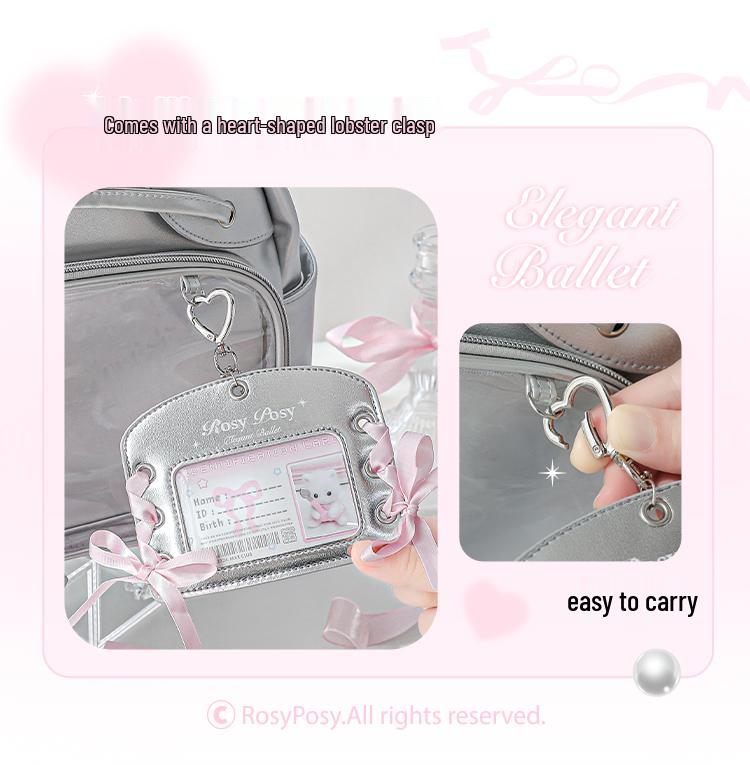 Leather Ballet Lace-Up ID Card Holder - Soft, Compact, Horizontal Design