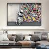 Kinderliebhaber hinter dem Vorhang, Graffiti-Kunst, Gemälde an der Wand, Kunst-Poster und Drucke, moderne Street-Art-Bilder, Heimdekoration