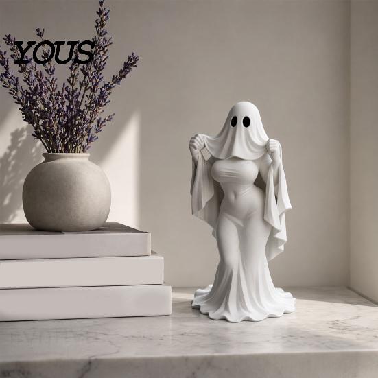 Niche Personality Statue Ghost Lady Ornament, Durable PLA 3D Printing Halloween Figure, Exquisite Texture Sculpture Full of Mystery Collectible,