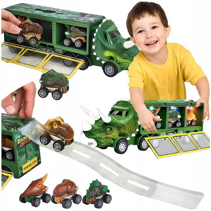 Autka Dinozaury 3 Sztuk Dino Samochody Dinozaur Auta Mega Zestaw Laweta Led