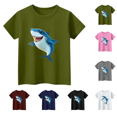 Camiseta infantil de manga curta com estampa animal e blusa casual diária