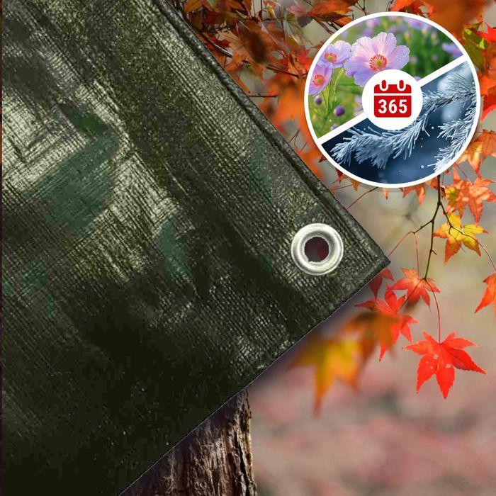 Bâche 280g/m², 4x6 (24m²), verte, étanche, de protection, résistante