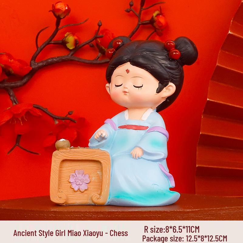 Creative Ancient Tang Lady Figurine: National Tide Style Desktop Ornament