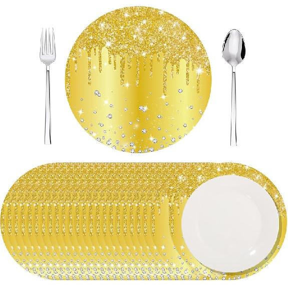 120 Pieces Silver Paper PlaceMats Glitter Diamonds Round Disposable Table Mats Decorative Paper Mats for Dining Wedding Birthday Silver Glitter