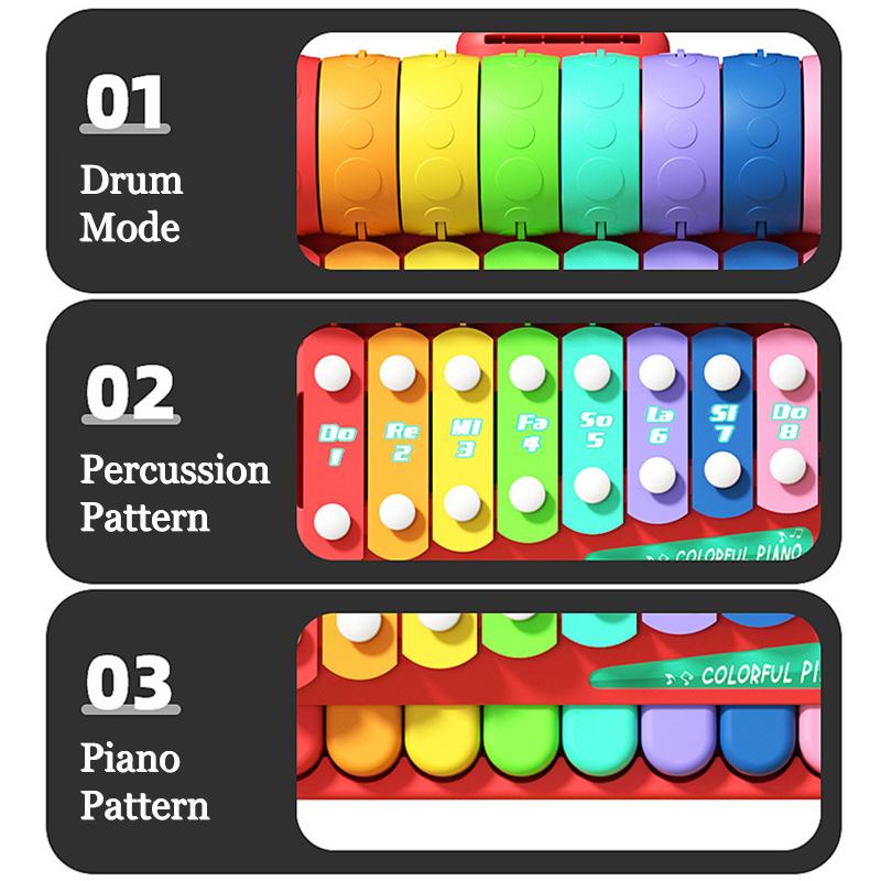 Montessori Educational Children's Xylophone Musical Instruments Toys Parish 8-Tone Piano Baby Percussion Game for 0-3 Years Old