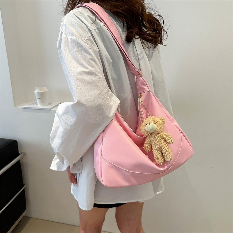 Large Capacity Fashionable and Simple Solid Color Shoulder Bag for Women's Spring New Korean Version of Underarm Bag Casual Dumpling Bag