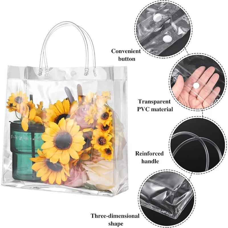 5/10/20PCS Transparent PVC Gift Bags Christmas Wedding Birthday Party Anniversaries Flowers Gifts Handheld Packaging Bags