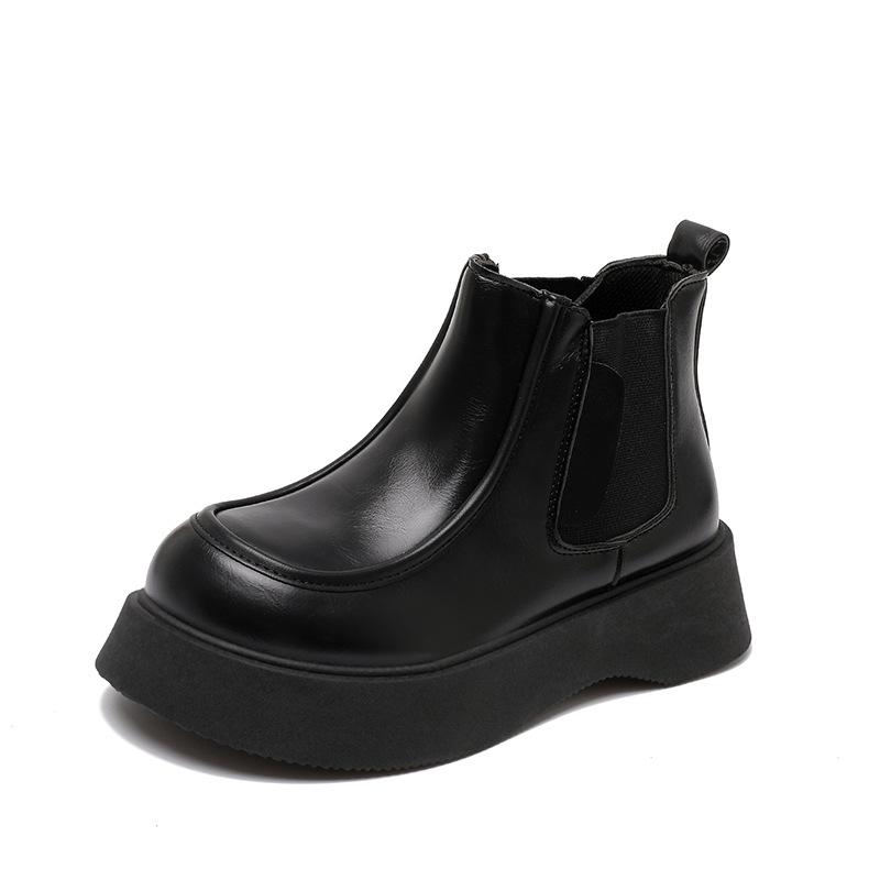 

Женские туфли на платформе, толстая подошва, увеличивающие рост, женские ботильоны до щиколотки, женская обувь слипоны с круглым носком, уличный стиль, челси, botas mujer 40