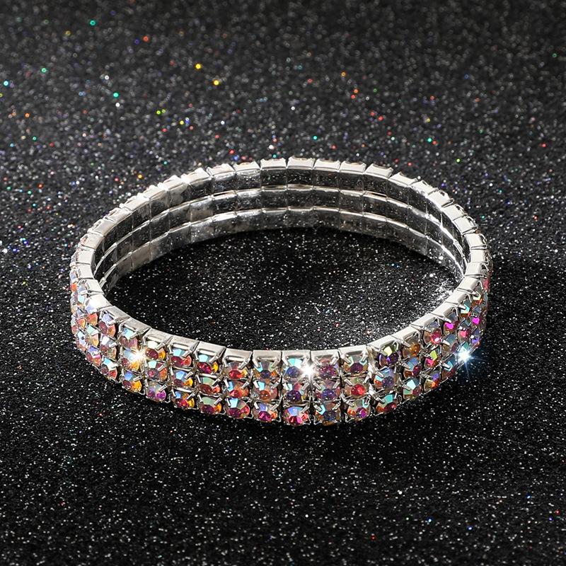 Crystal bracelet full diamond single row elastic bracelet bridal versatile rhinestone bracelet claw chain diamond bracelet women
