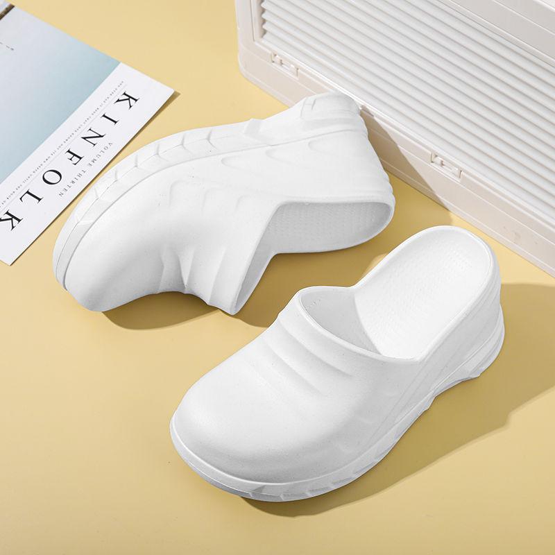 A-linje Tøfler Dame Sommer Utebruk Tykksålet Økning Hæld Sandaler Hjemmebad Vanntett Anti-lukt Sklisikker