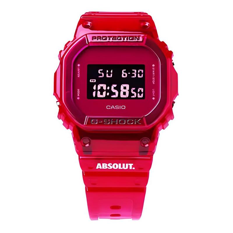 

Casio G-SHOCK Series Summer Translucent Jelly LCD Reverse Display Shockproof Quartz Movement Resin Strap Japanese and Korean Watch DW-5600SB-4PRABS червоний