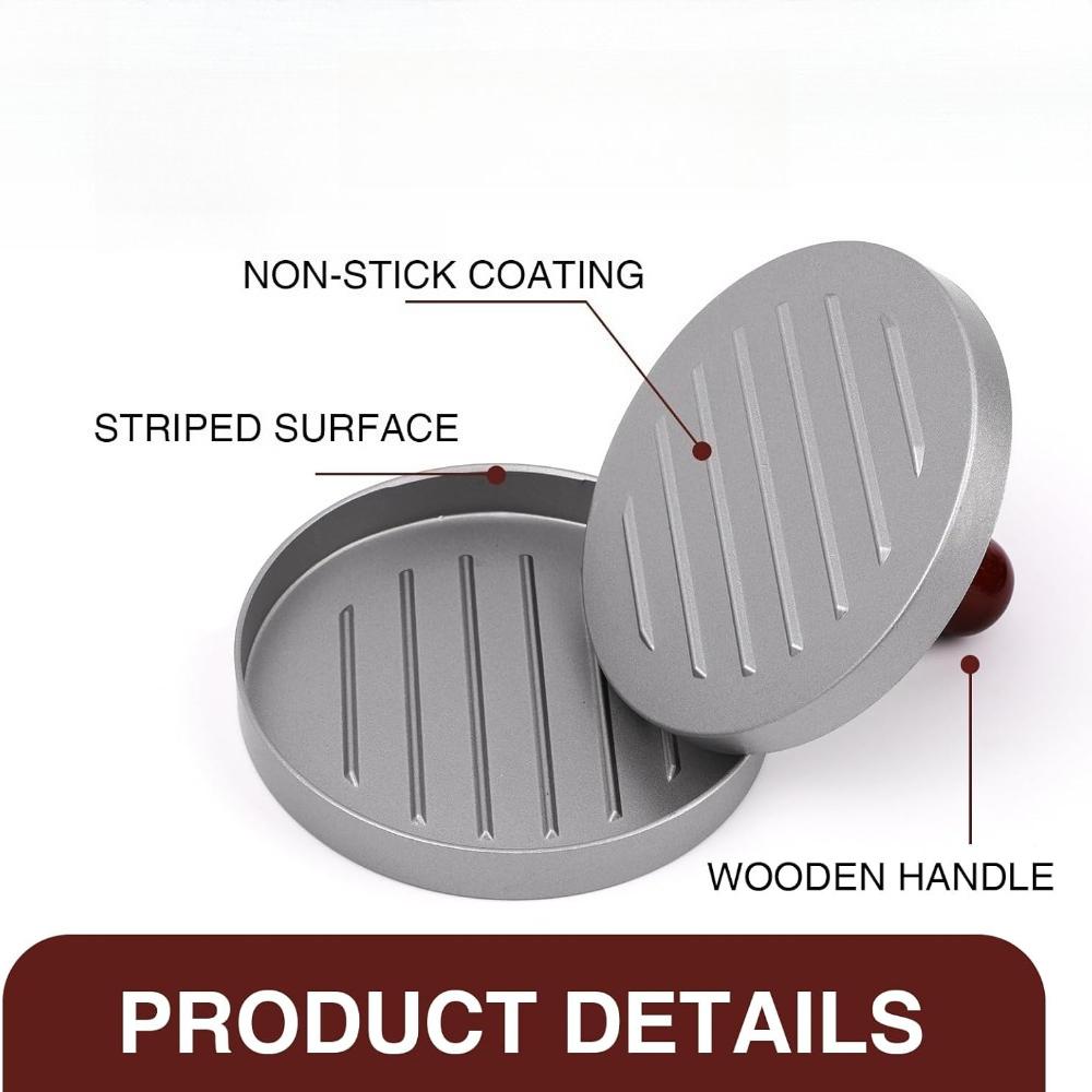 Round Hamburger Press Patty Maker Aluminum Alloy Smash Burger Press Non Stick Hamburger Smasher Tool for Kitchen Griddle BBQ