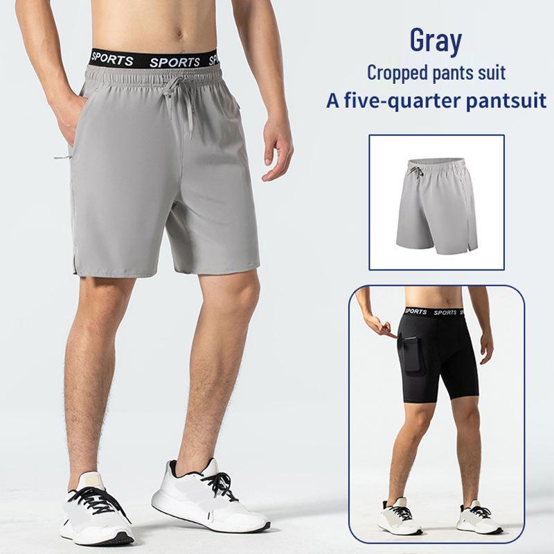 

Мужской комплект быстросохнущих шорт для бега из ледяного шелка: Дышащий, Легкий, Повседневный, Свободный крой для Летнего Баскетбола и Фитнеса 5XL