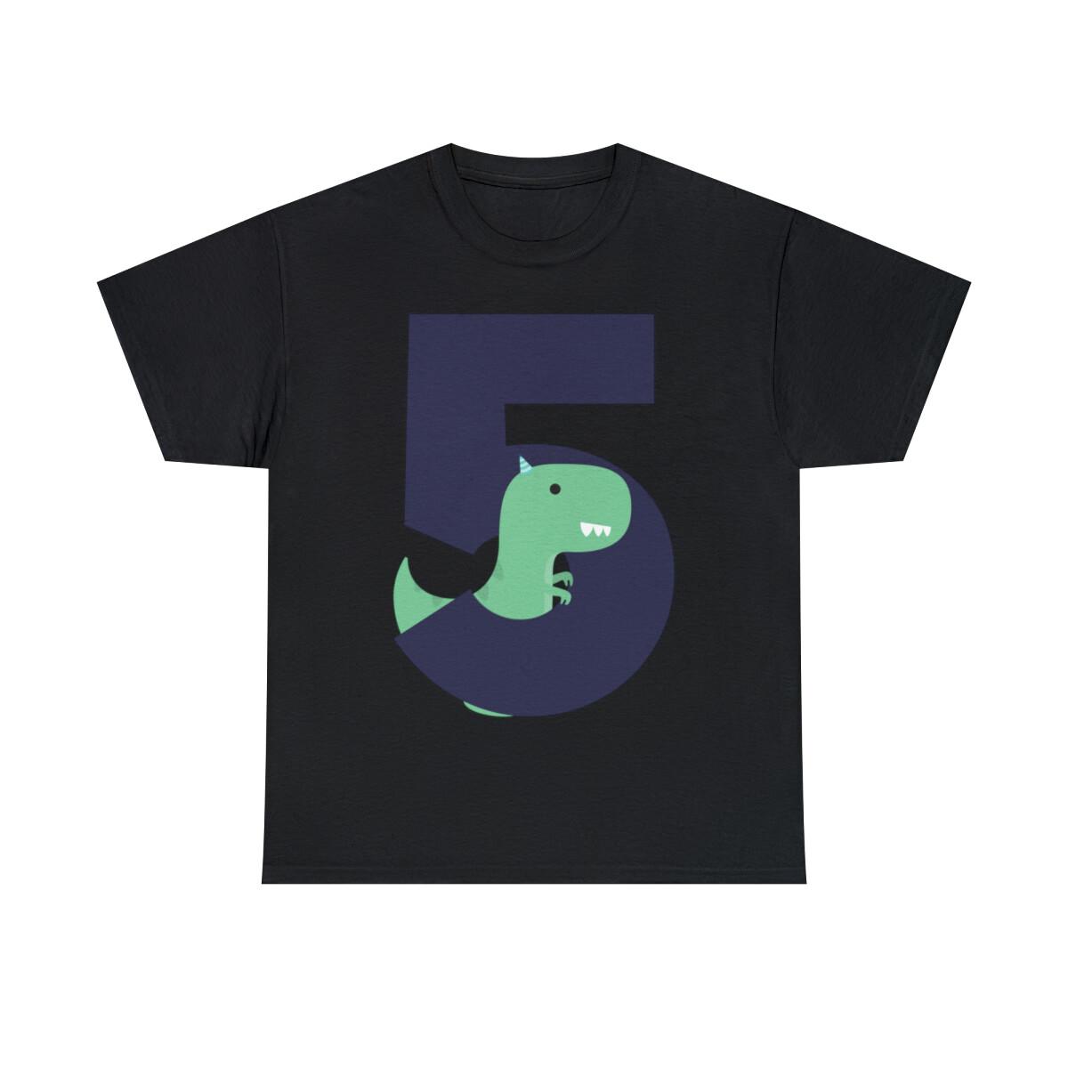5 Fifth Birthday T-Rex Dinosaur Graphic Tee Shirt, S-5XL XXL