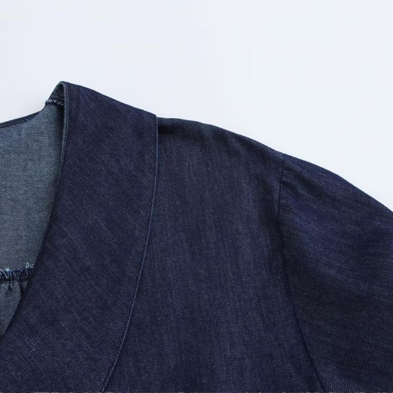 Kaslead New Arrival Women's Clothing Fashion Style Fashion Minimalist Versatile Small Round Lapel Denim Shirt 5520268