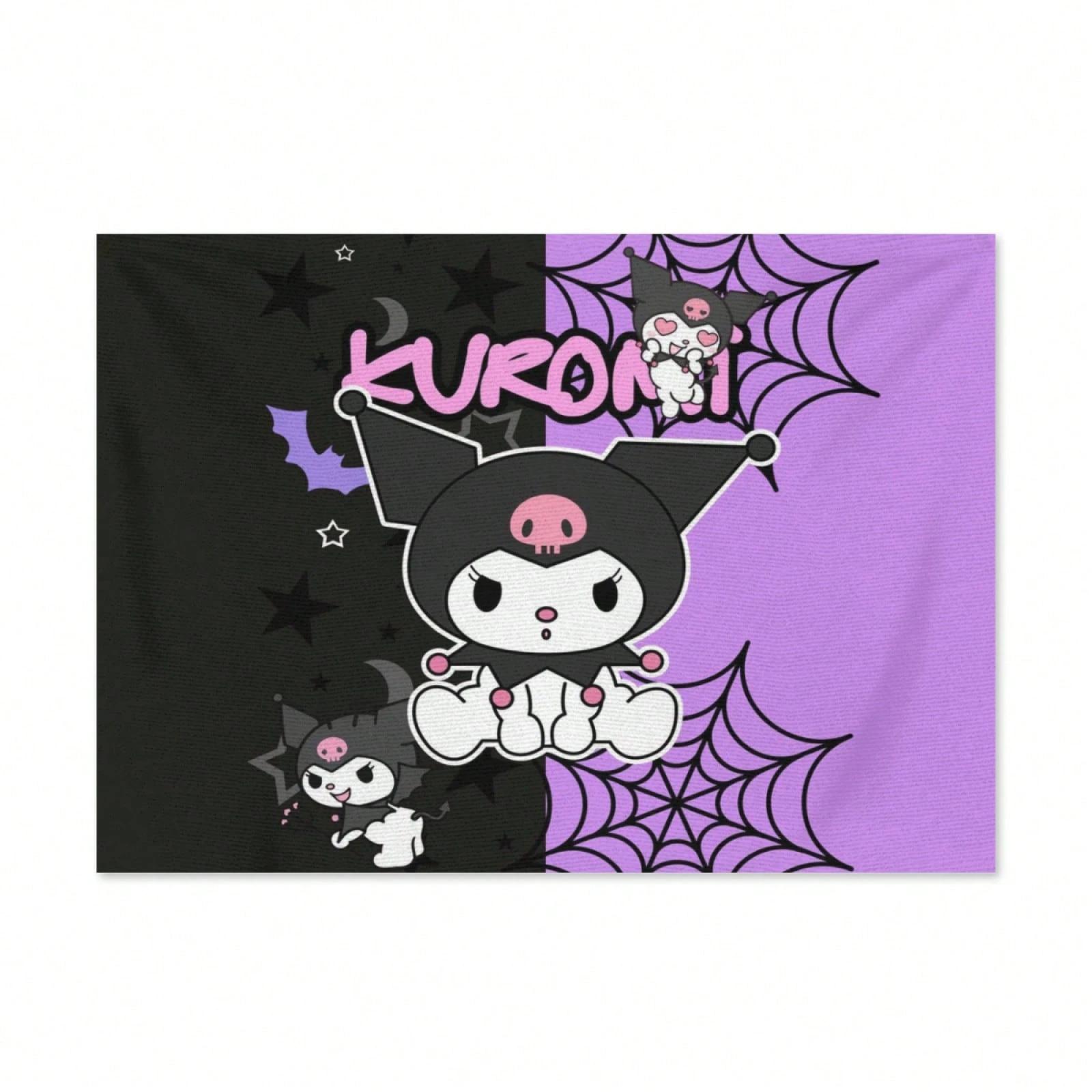

1pc Kuromi Gothic Tapestry Polyester 2D Print Spider Web Bat Design Perfect Wall Decor Gift for Bedroom Living Room Sanr 74x94cm(29x37in)