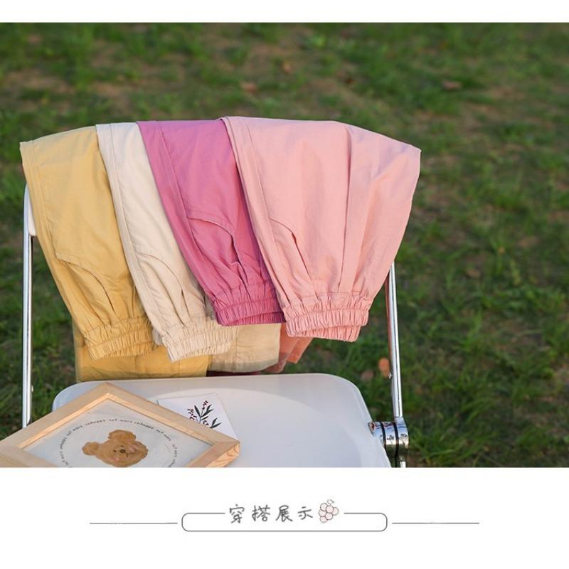 Girls Kids Casual Loose Solid Color Wide Leg Cropped Anti Mosquito Pants