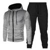 Polka Dot Hooded Sports Set: Zipper Cardigan & Solid Sweatpants