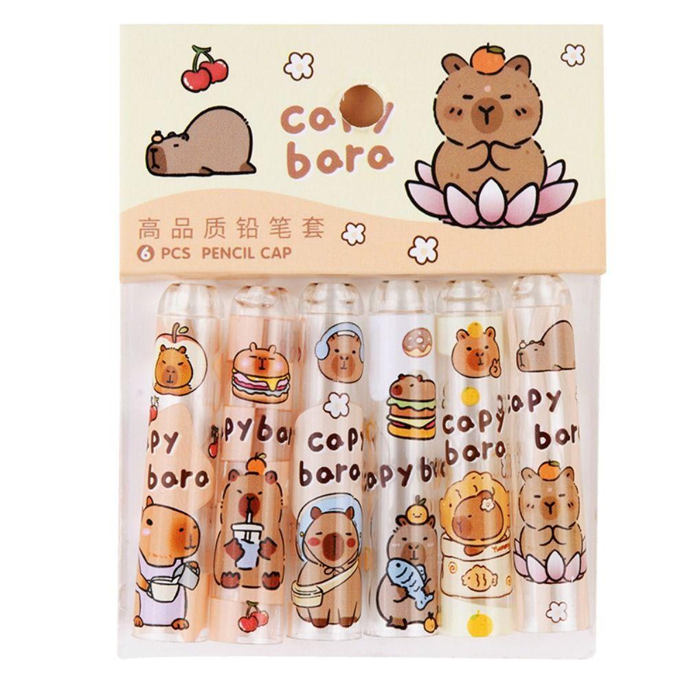 6PCS Cute Pencil Topper Covers Non Toxic Pencil Extender Capybars Pencil Cap  Children