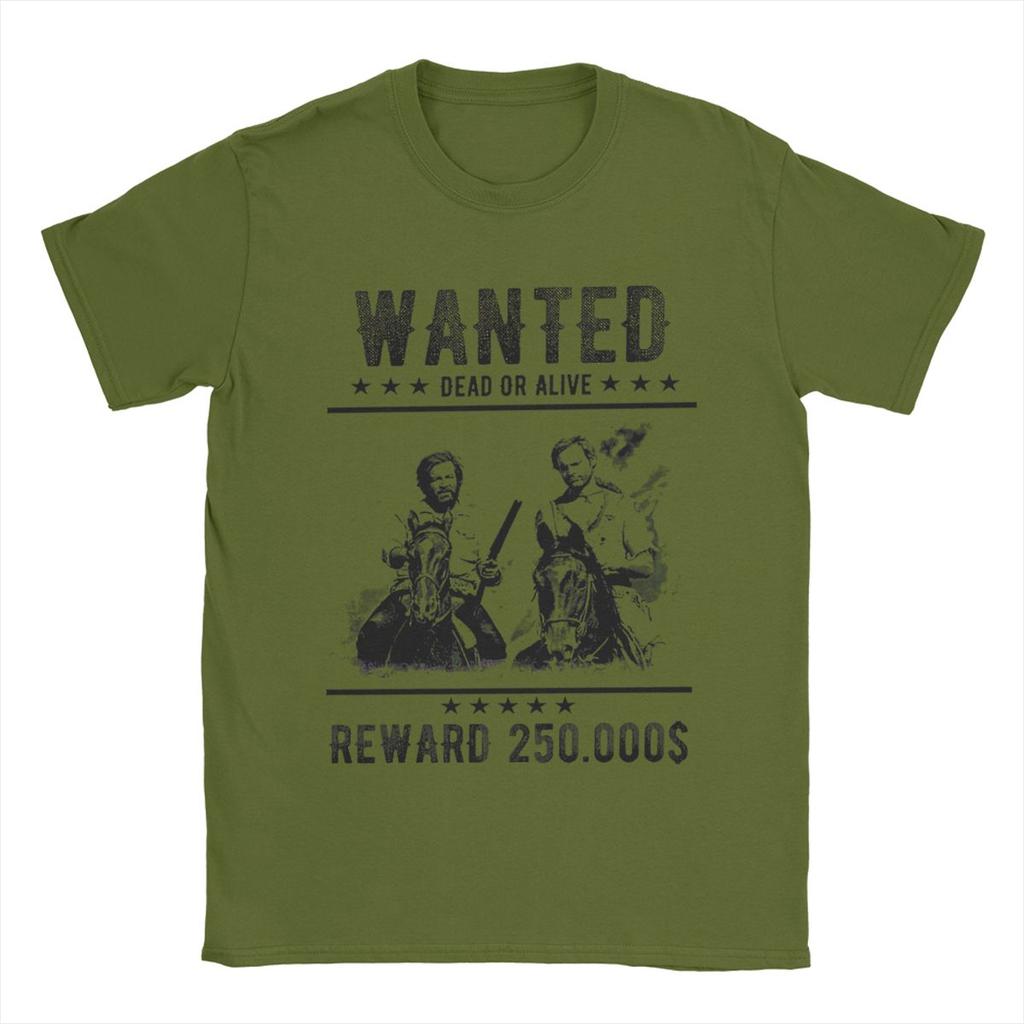 Gesucht Bud Spencer und Terence Hill T-Shirt für Herren Lustige 100% Baumwoll-Tees Rundhals Kurzarm T-Shirts Sommer-Tops