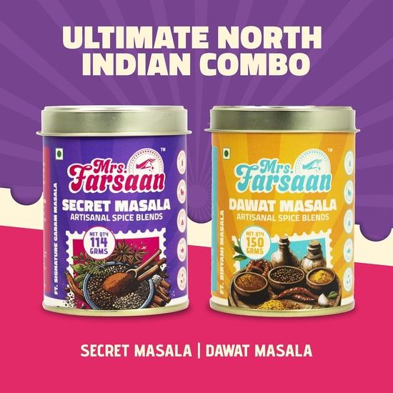 Mrs.Farsaan's Ultimate North Indian Combo | Signature Garam Masala + Authentic Biryani Masala | 14-Ingredient Garam Masala Blend