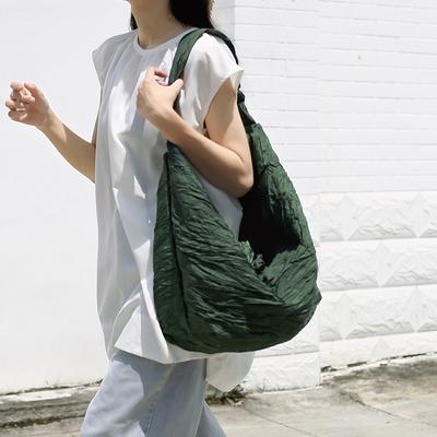 Large Capacity Nyl Shoulder Bags Women Solid Simple Fold Leisure Or Travel Bags Korea Style Light Cloth Shopper Packages