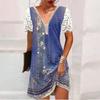 Dámská móda léto jaro ležérní šaty s krátkým rukávem a výstřihem do V