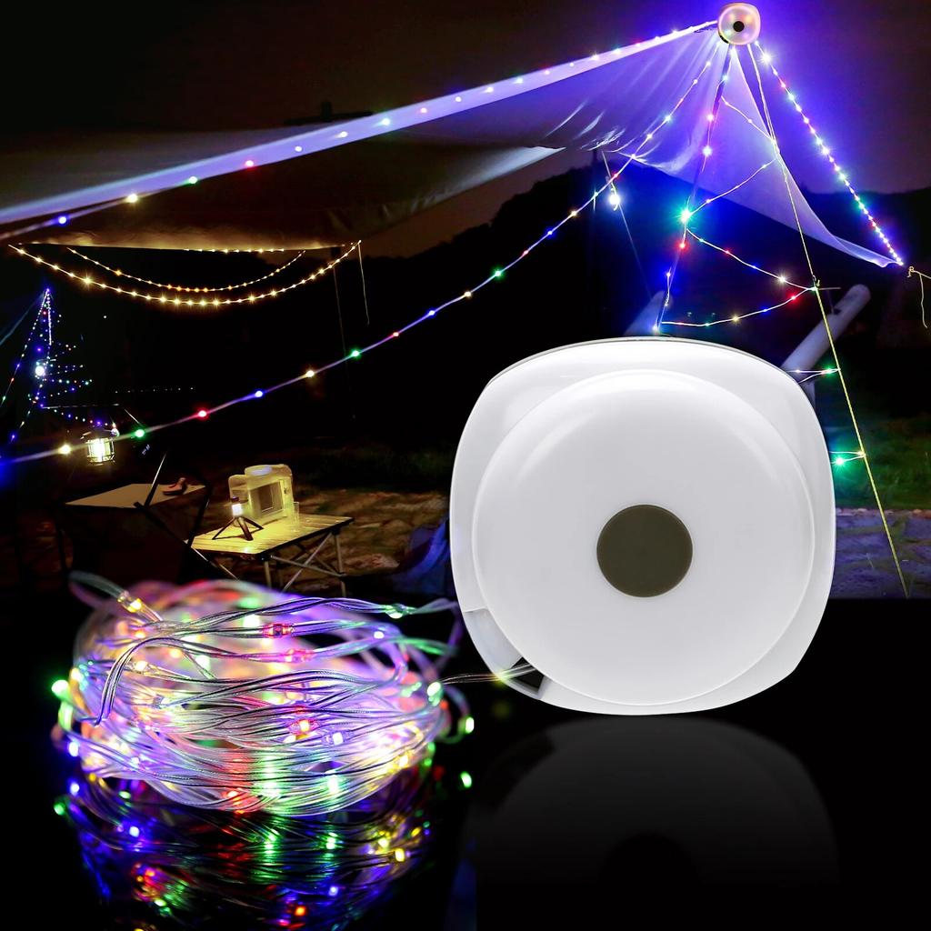 Camping-Lichterkette, 10 Meter, Lichtlaternen, Camping-Lichter, wasserdicht, wiederaufladbar, Taschenlampen