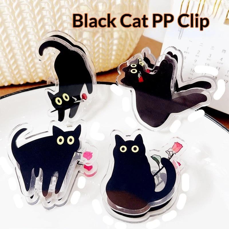 7Pcs Cute Cartoon Cat Pp Clip Acrylic Double-Sided High-Definition Pattern Paper Clip Stationery Supplies