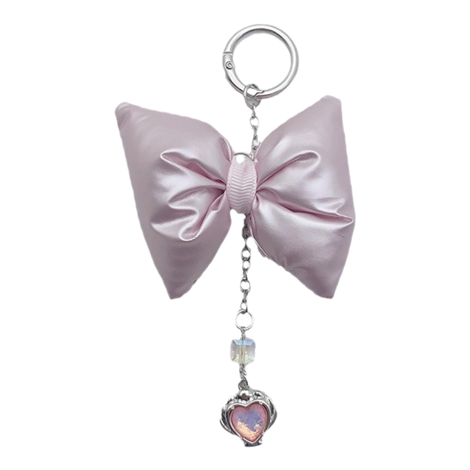 Элегантный плюшевый бант брелок-шарм с кулоном в виде сердца из бисера брелок для сумки — фото 10