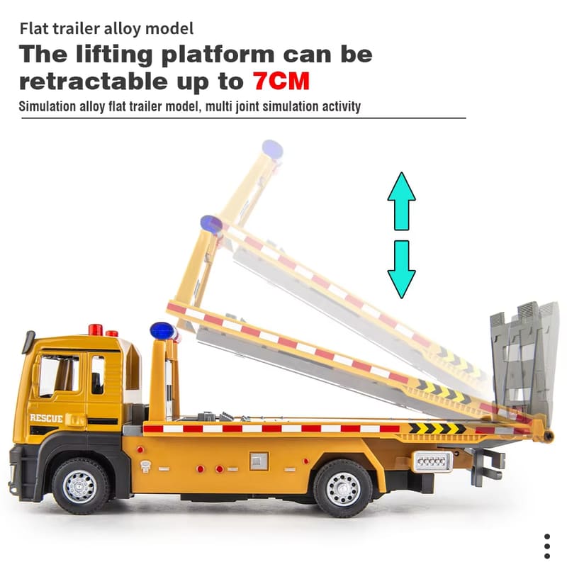 Simulation Alloy Truck Model 1/32 Die-cast Flatbed Trailer Truck with Sound and Light Detachable Engineering Vehicle Tractor Toy Boy Children Gift