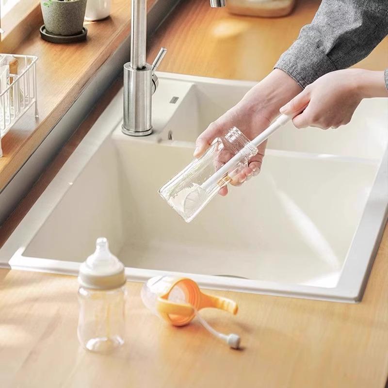 Long-Handled Silicone Brush for Cup, Baby Bottle, Blender & Thermos Cleaning