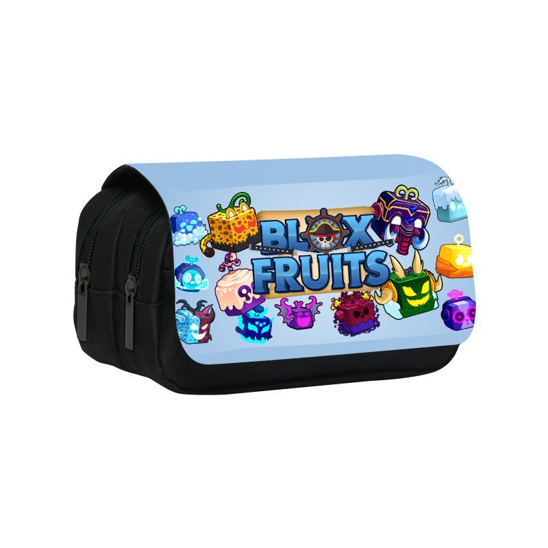 Astuccio Doppio Strato Blox Fruits in Materiale di Nylon per Studenti e Bambini