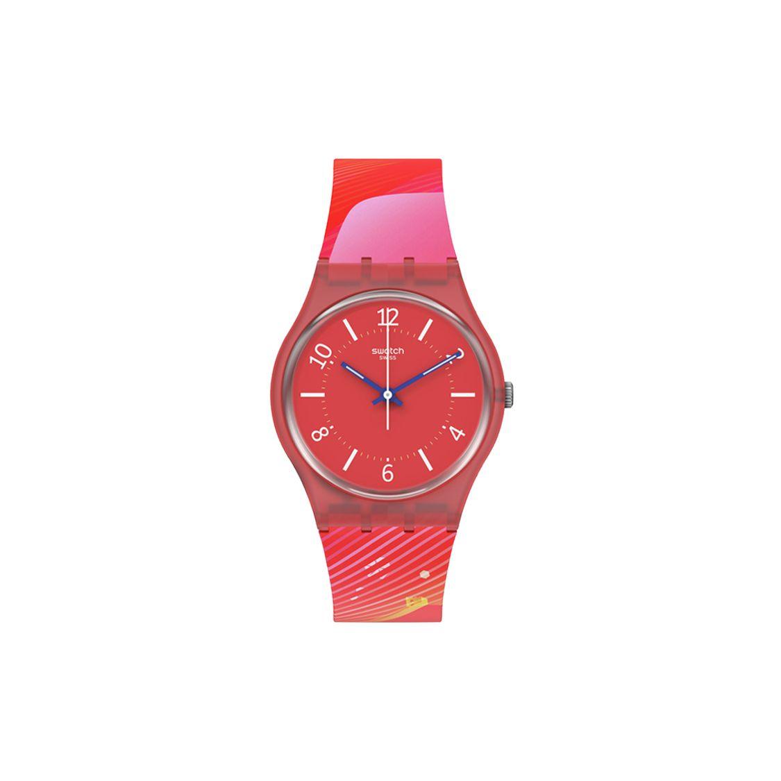 Swatch Quartz Movement 30M Water Resistant Watch 41Mm Red Dial Bio-Based Material Case Silicone Strap Unisex watches SO28Z105 SO28Z105