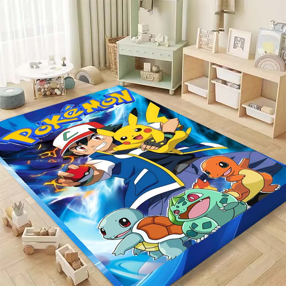 Pokémon-themed printed non-slip decorative rug, cute cartoon welcome mat, a great gift for friends and family.