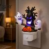 Halloween Seesaw Motion Decor Animated Ghosts Night Light Plug-in Lamp with Kids Bedroom Light Moving Figurines Spooky Glowing for Room Party
