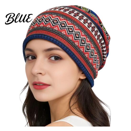Versatile Lazy Style Hair Tie Women's Geometry Print Slouchy Hat Casual Soft Stretch Skull Colorful Geometric Pattern Hat Cap Warm Cancer