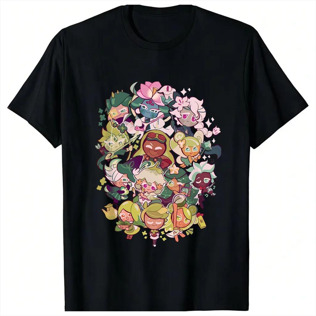 cookie run characters T Shirts Unisexs Cotton Fun TShirt O Neck Tees Short Sleeve Tops Graphic Printed