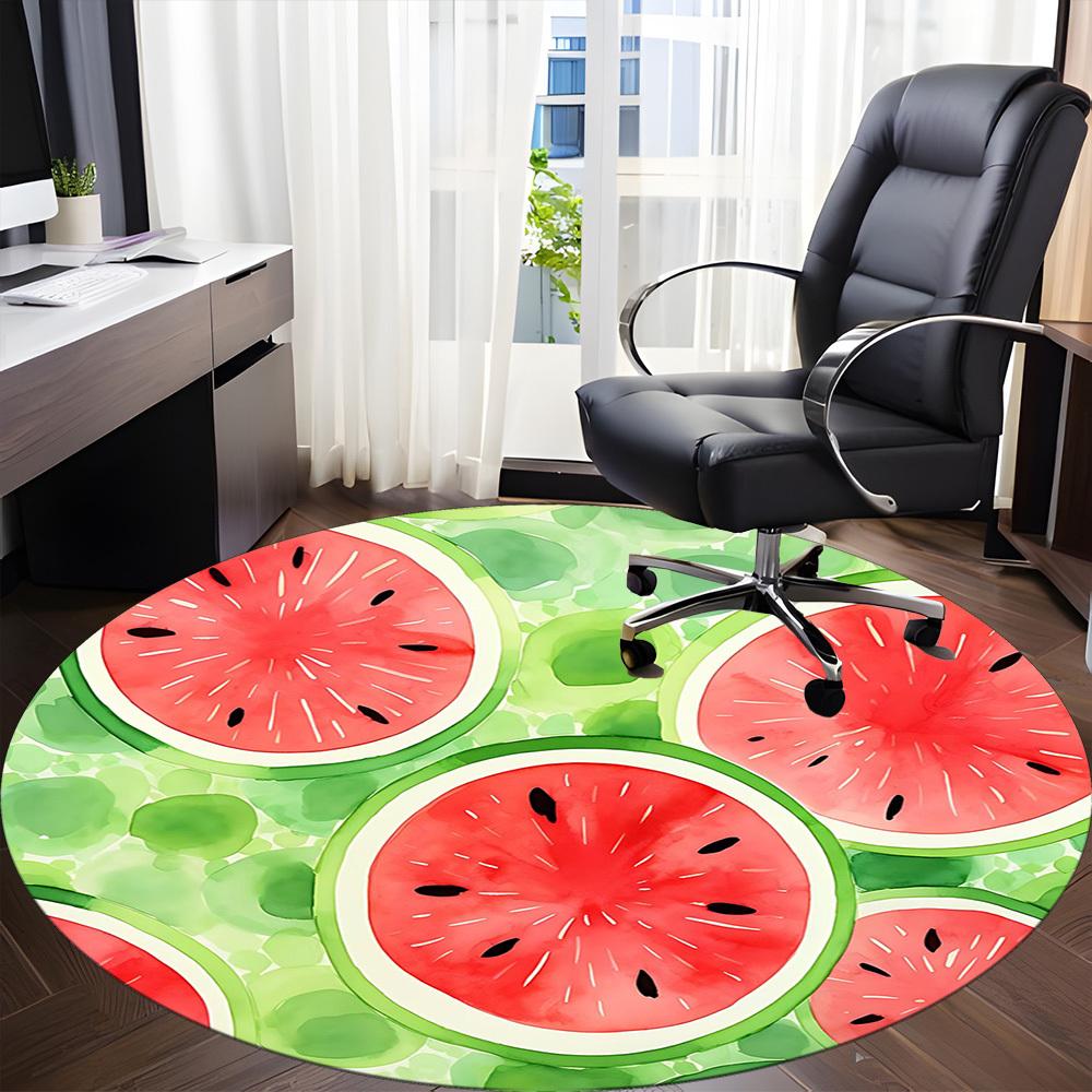 1PC Watermelon Pattern Office Round Area Rug, Mat Suitable For Office, Under Office Chairs Bedroom Living Room Home Decor, Room Deco