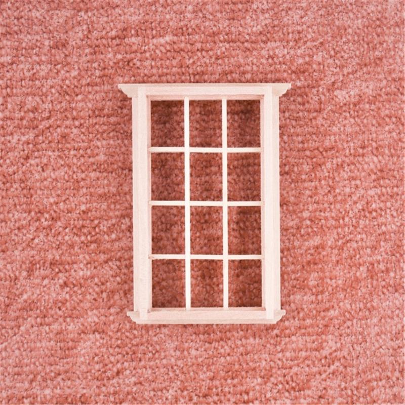 Multipurpose 4Pcs Dollhouses Miniature Sturdy Wood Window 1 12 Scale Child Model Furniture for Home Decoration
