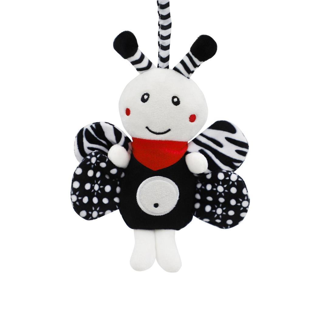 BBSKY Black & White Baby Stroller Mobile: Rabbit, Bee, Bird & Dog Plush Hanging Ornaments 