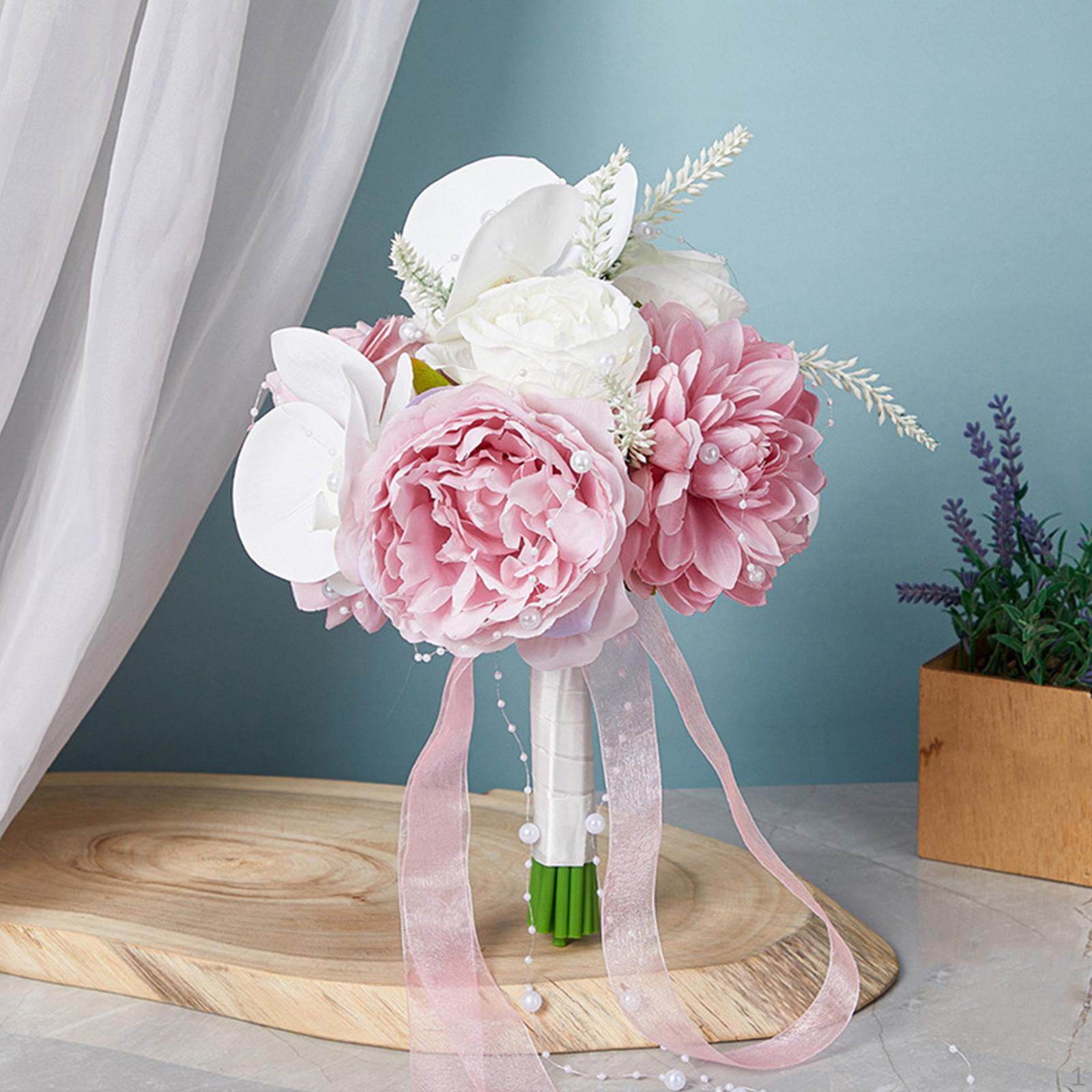 Bridal Wedding Throw Bouquet Bride Bouquets Handmade Elegant Artificial Flowers with Silk